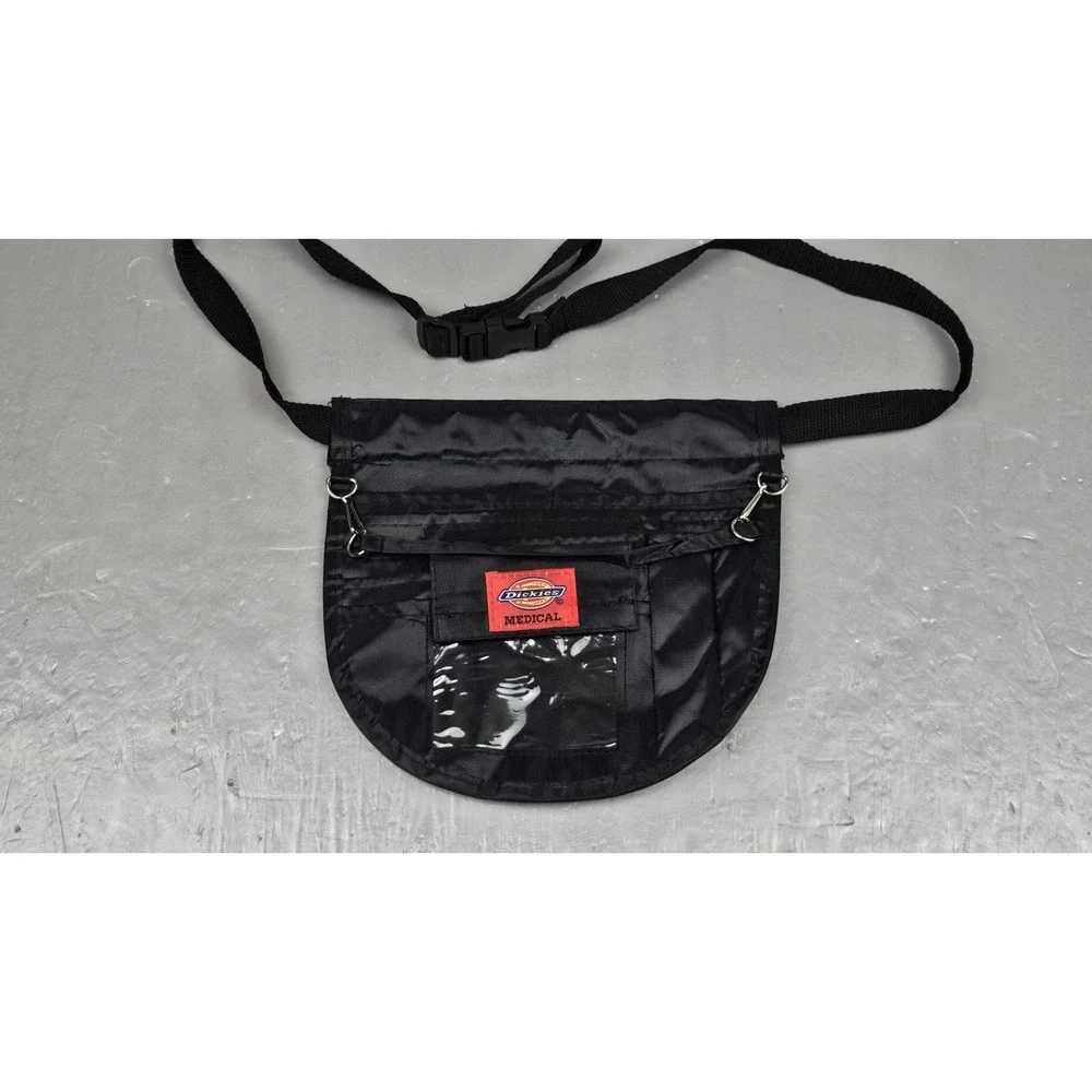 Dickies Medical Bag‎ Y2K Black Adjustable Fannypac Crossbody Clear EUC